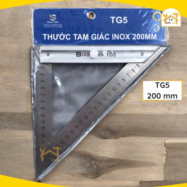 Thước ê ke, thước tam giác inox 150mm 200mm BOGO-SHIN TG4, TG5, thước góc tam giác đo đạc