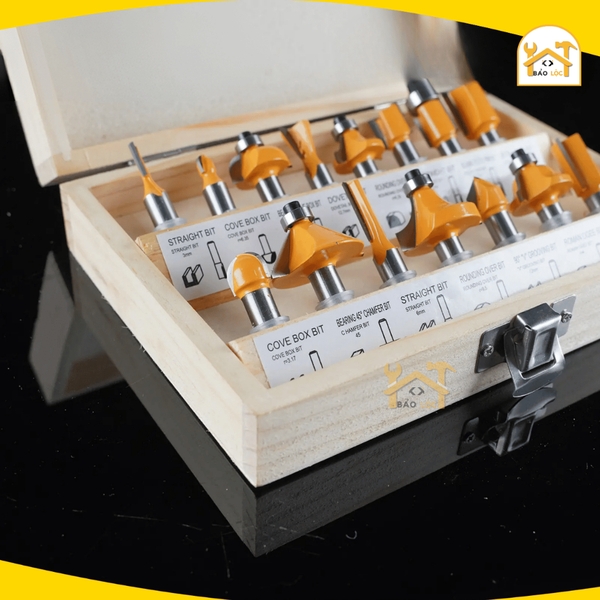 Bộ 15 mũi đánh phay gỗ Router 8mm Tolsen 75681 - Hàng chính hãng