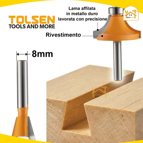 Bộ 15 mũi đánh phay gỗ Router 8mm Tolsen 75681 - Hàng chính hãng