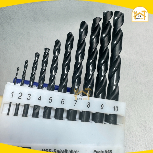 Bộ Mũi Khoan Thép KingBlue KBY1-B10 Thép HSS Kích Thước Từ 1mm Đến 10mm (Hộp 10 Cái)