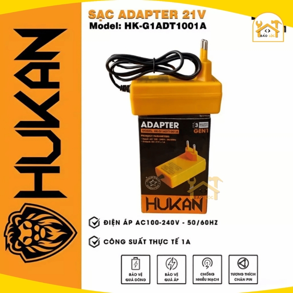Sạc Adapter 21v HUKAN HK-G1ADT1001A, Công suất 1A - Hàng chính hãng.