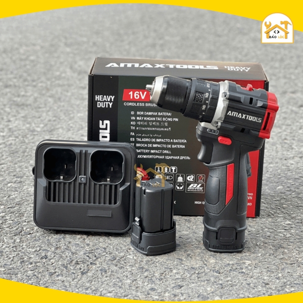 Máy khoan dùng pin 16V AMAXTOOLS AKI6510SA-PRO bộ 2 pin - 3 chức năng (Combo 2pin, 1 sạc) - Hàng chính hãng.