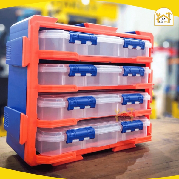 Bộ tủ gồm 2 hộp nhựa chia 13 ngăn và 4 hộp nhựa chia 6 ngăn đựng linh kiện 380x182x32mm WADFOW WTB8346