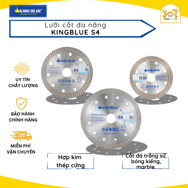 Lưỡi Cắt Đa Năng S4 Kingblue, Chuyên cắt đá trắng sứ, đá bóng kiếng, đá marble - Hàng chính hãng.