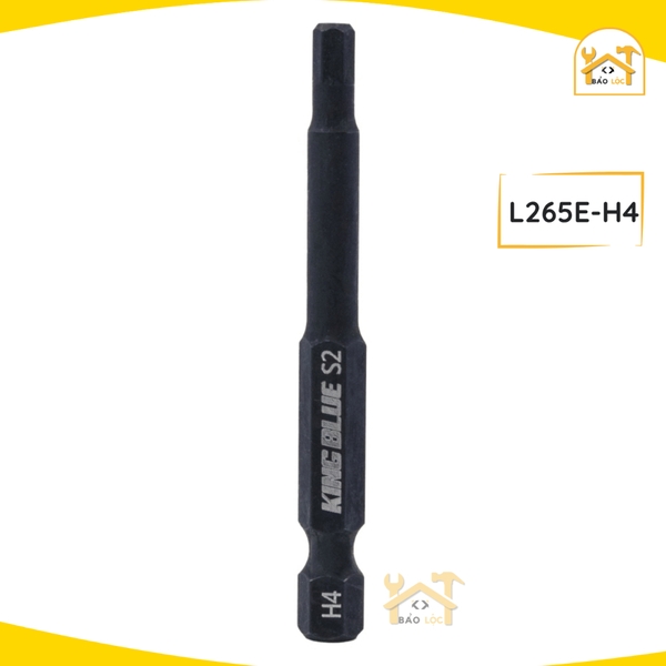 Đầu vít lục giác 65mm KingBlue L265E, Chất liệu: Thép S2 Taiwan cao cấp, chống trượt và có từ tính cao