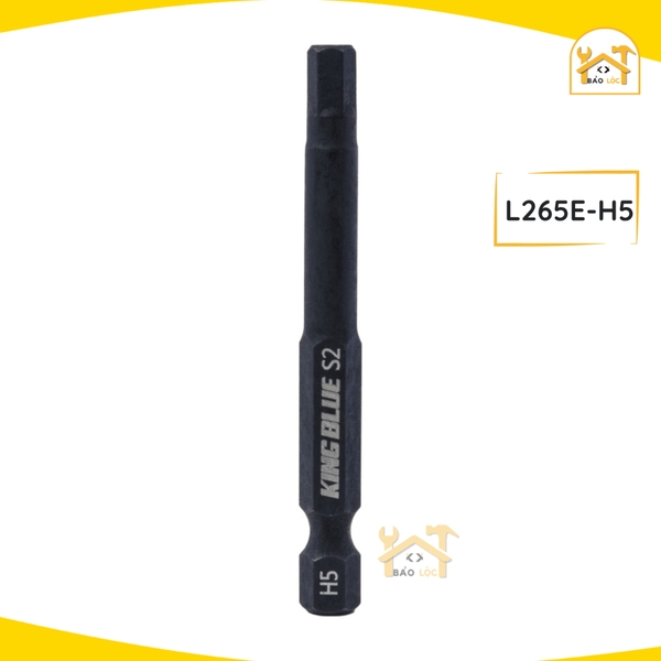 Đầu vít lục giác 65mm KingBlue L265E, Chất liệu: Thép S2 Taiwan cao cấp, chống trượt và có từ tính cao