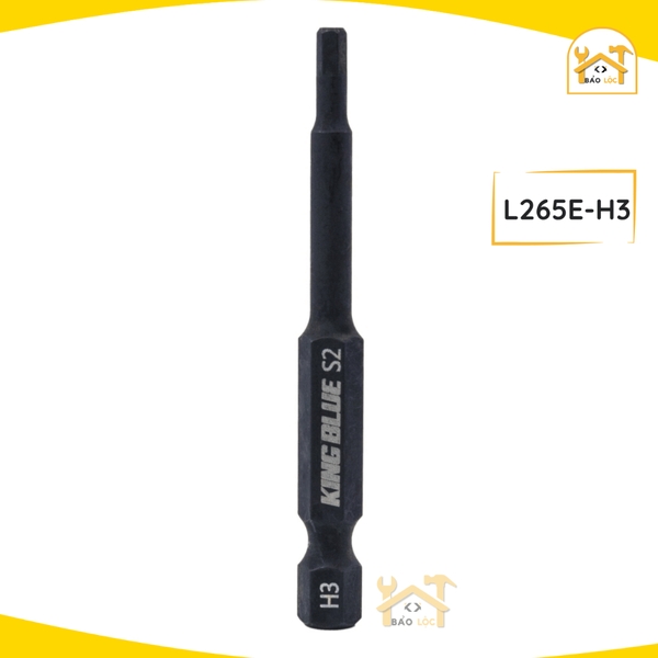 Đầu vít lục giác 65mm KingBlue L265E, Chất liệu: Thép S2 Taiwan cao cấp, chống trượt và có từ tính cao