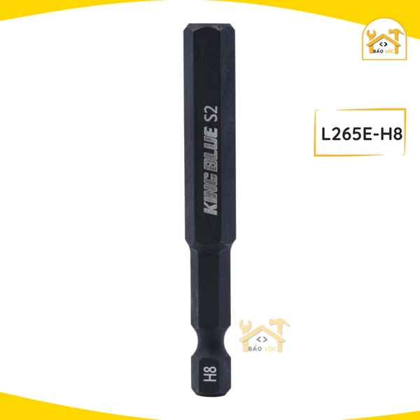 Đầu vít lục giác 65mm KingBlue L265E, Chất liệu: Thép S2 Taiwan cao cấp, chống trượt và có từ tính cao