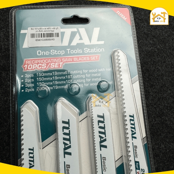 Bộ 10 lưỡi cưa kiếm cắt gỗ có đinh và kim loại TRSB1001 Total - Hàng chính hãng.
