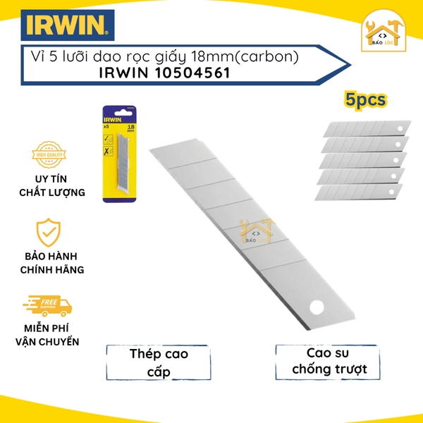 Vỉ 5 lưỡi rọc giấy IRWIN 10504561 18mm (carbon) - Hàng chính hãng.