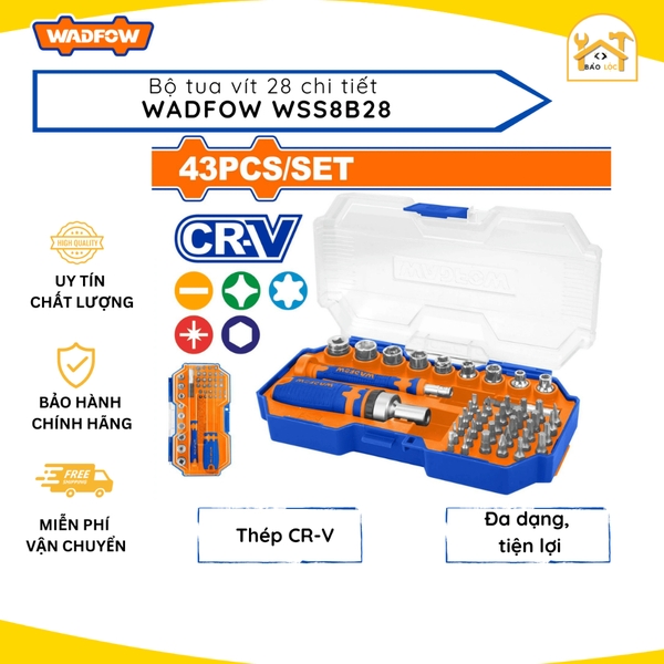 Bộ 43 chi tiết bắt vít Wadfow WSS8B43, Thép Cr-V cao cấp - Hàng chính hãng.