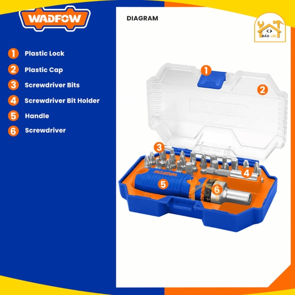Bộ 28 chi tiết bắt vít WadFow WSS8B28, Thép Cr-V cao cấp - Hàng chính hãng.
