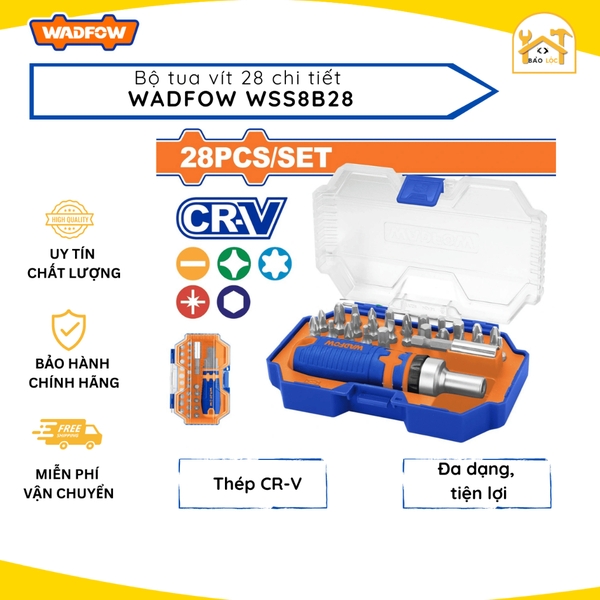 Bộ 28 chi tiết bắt vít WadFow WSS8B28, Thép Cr-V cao cấp - Hàng chính hãng.