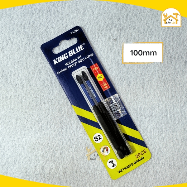 Mũi bắn vít bake PH2 chống trượt Kingblue, Thép S2 Taiwan, từ tính cao, siêu cứng 65mm,100mm,150mm -  V65R,V100R,V150R -