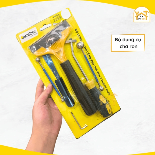Bộ dụng cụ epoxy 2 thành phần Weber, Bơm keo đều tỷ lệ 1:1, Bộ dụng cụ chà ron - Hàng chính hãng.