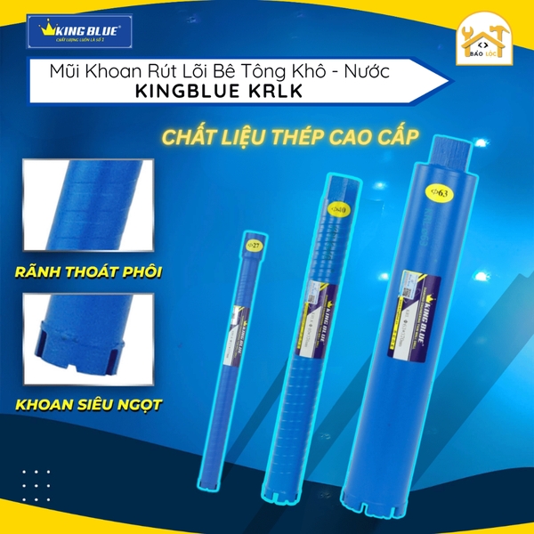Mũi Khoan Rút Lõi Bê Tông Nước + Khô KingBlue KRLK Kích Thước Đa Dạng
