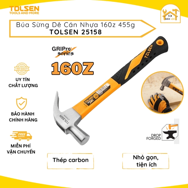 Búa Sừng Dê đầu thép Cán Nhựa Tolsen 25158 - Hàng chính hãng.