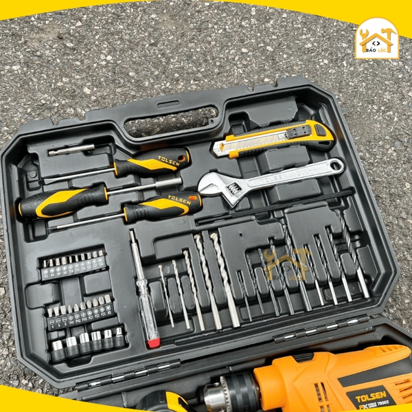 Bộ Dụng Cụ Gia Đình 94 Chi Tiết kèm Máy Khoan Điện Đầu Kẹp 13 ly 710W Tolsen 79685 - Hàng chính hãng.