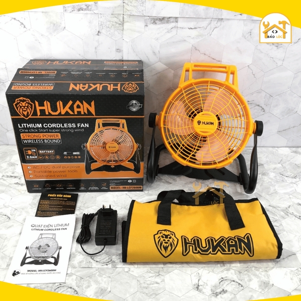 Quạt gió dùng pin HUKAN HK-LCF2600M,có thể quay 360° độ, nhỏ gọn dễ dàng mang đi - Hàng chính hãng.