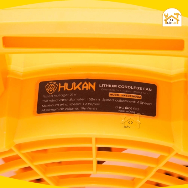 Quạt gió dùng pin HUKAN HK-LCF2600M,có thể quay 360° độ, nhỏ gọn dễ dàng mang đi - Hàng chính hãng.