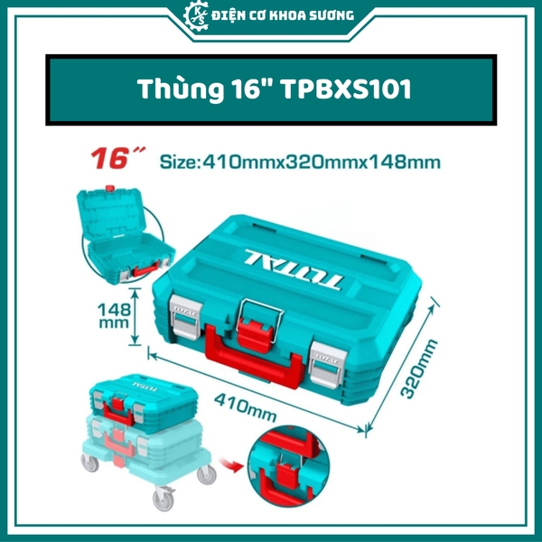 Thùng đựng đồ nghề Total xếp chồng TPBXS101, TPBXS102, TPBXS103, THTWB61001 - Hàng chính hãng
