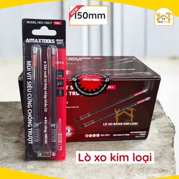 Mũi Bắt Vít Amaxtools Chống Trượt 65-70-90-150mm, Thép S2 siêu cứng - Hàng chính hãng.