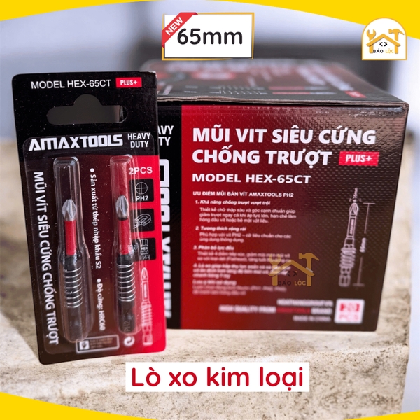 Mũi Bắt Vít Amaxtools Chống Trượt 65-70-90-150mm, Thép S2 siêu cứng - Hàng chính hãng.