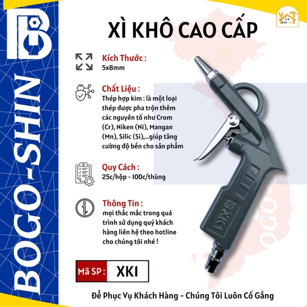 Xì Khô, xì hơi Cao Cấp 5x8mm Bogo-Shin XK1.