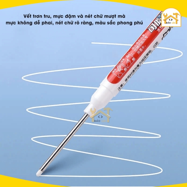 Bút lấy dấu GENVANA ngòi dài 45mm, Dùng viết trên kim loại, gạch, gỗ, inox kể cả ướt, Chống khô mực 72h