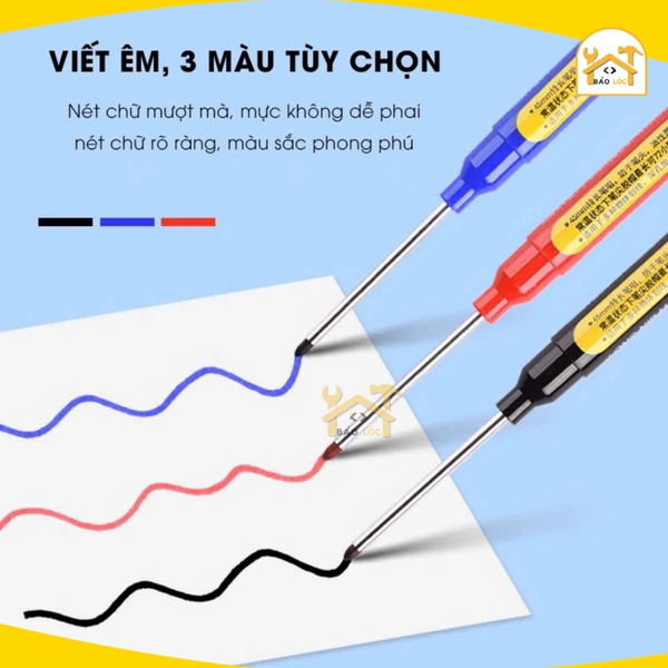 Bút lấy dấu GENVANA ngòi dài 45mm, Dùng viết trên kim loại, gạch, gỗ, inox kể cả ướt, Chống khô mực 72h