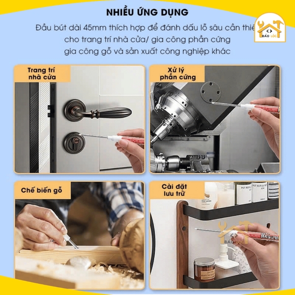 Bút lấy dấu GENVANA ngòi dài 45mm, Dùng viết trên kim loại, gạch, gỗ, inox kể cả ướt, Chống khô mực 72h