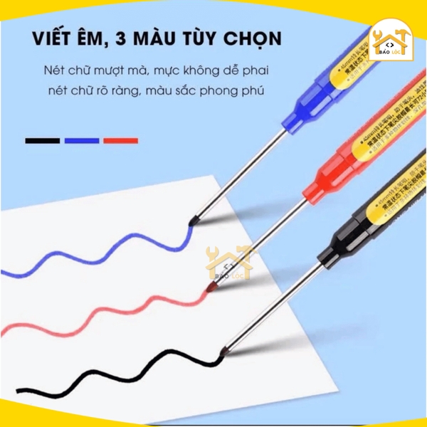Bút lấy dấu GENVANA ngòi dài 45mm, Dùng viết trên kim loại, gạch, gỗ, inox kể cả ướt, Chống khô mực 72h
