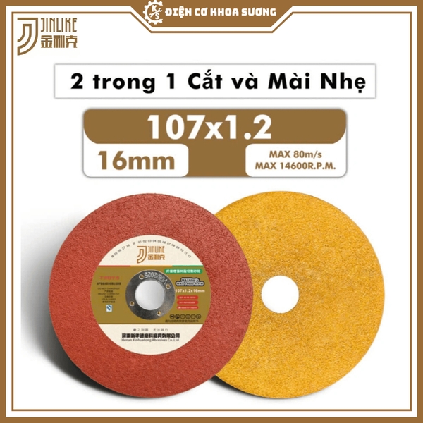 Đá cắt sắt inox JINLIKE 1 tấc 107mm – Lưỡi cắt kim loại, cắt sắt, đá cắt bền, dùng cho máy cắt