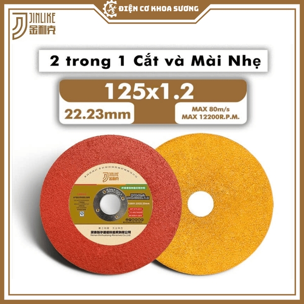 Đá cắt sắt inox JINLIKE 1 tấc 2 125mm – Lưỡi cắt kim loại, cắt sắt, đá cắt bền, dùng cho máy cắt