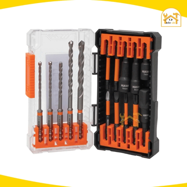 Bộ phụ kiện mũi khoan và vít đa năng HUKAN G1-BPK015, Sản phẩm gồm 15 chi tiết - Hàng chính hãng.
