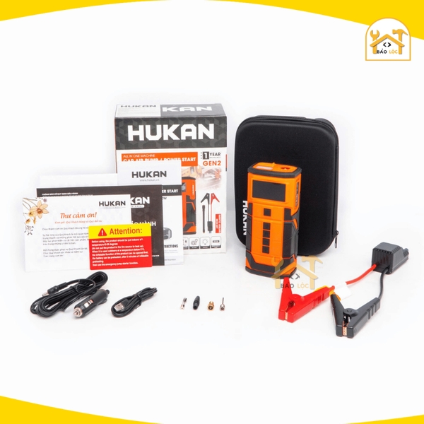 Máy bơm hơi kích bình ô tô pin HUKAN G2-BKB070W, Áp suất 120psi, Công suất 120w, Điện áp DC 12v