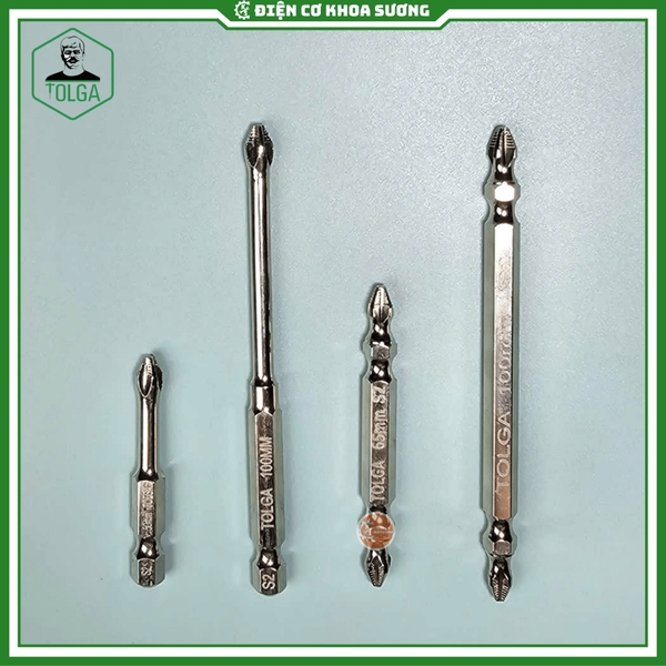 Mũi vít chống trượt Tolga thép S2, mũi vít 1 đầu, mũi vít 2 đầu - Hàng chính hãng