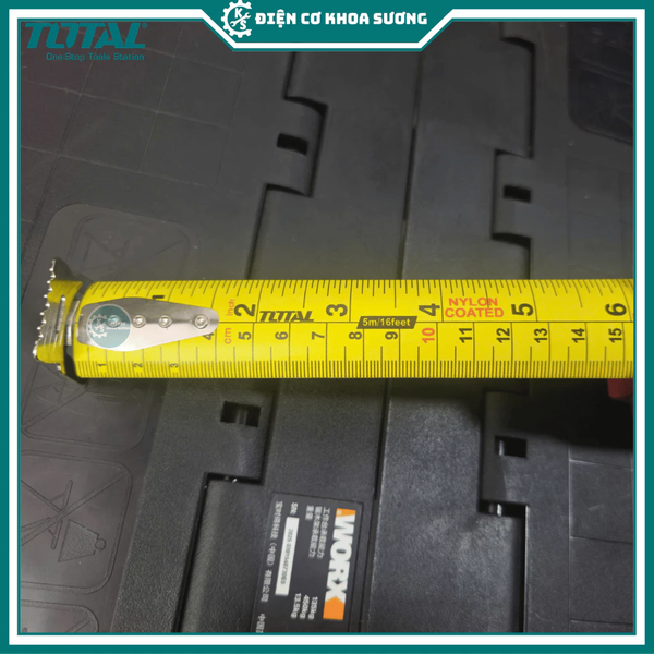 Thước kéo thép nền vàng bản to 5m x 32mm, 8m x 32mm Total