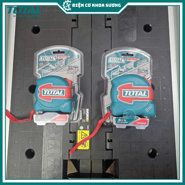 Thước kéo thép nền vàng bản to 5m x 32mm, 8m x 32mm Total
