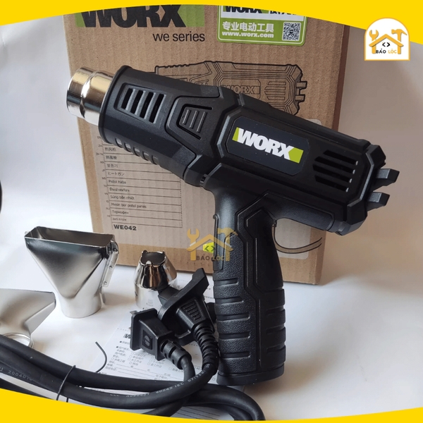Máy Thổi Nhiệt Điện, Máy khò màng co cầm tay 2 Cấp Độ Worx WE042 2000W - Hàng chính hãng.