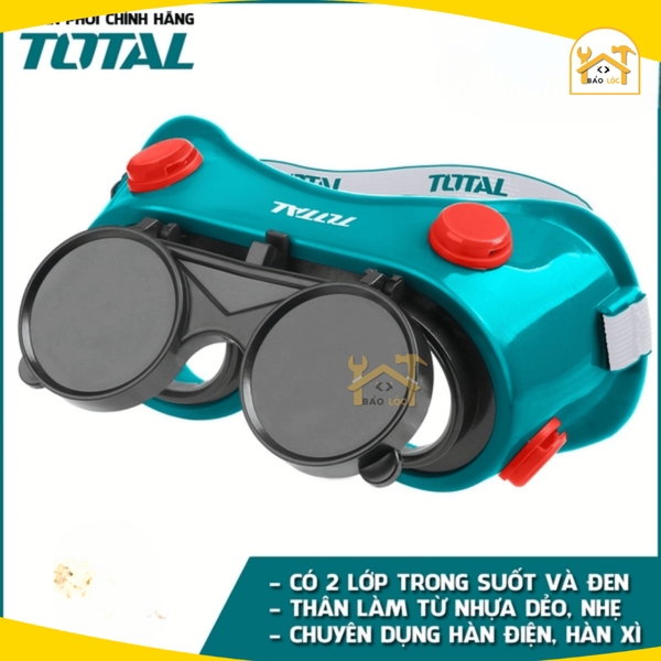 Kính hàn 2 lớp trắng đen Total TSP303 | Thân PVC mềm dẻo, Thiết kế thông gió, Độ tối 8, Dễ sử dụng - Hàng chính hãng.