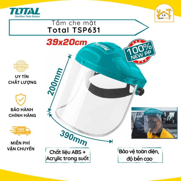 Tấm che chắn mặt TOTAL TSP631 mặt nạ bảo vệ công việc chống va đập, kính bảo hộ trong suốt, phòng độc - Hàng chính hãng.