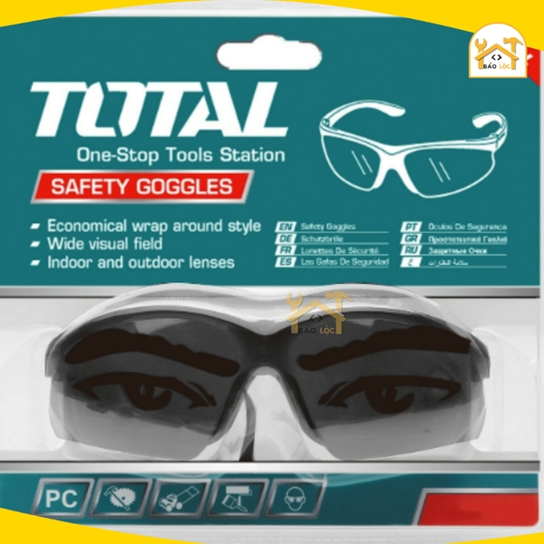 Kính bảo hộ Total TSP307 màu đen bảo vệ mắt chất liệu PC - Hàng chính hãng.