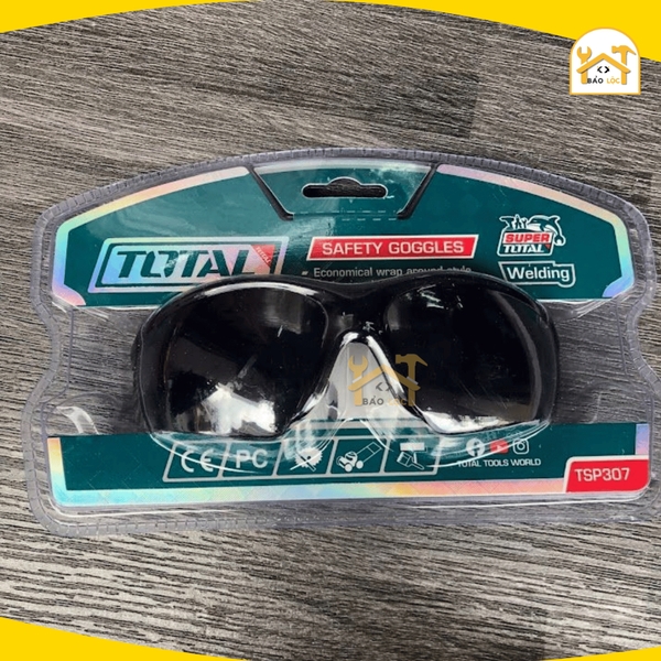 Kính bảo hộ Total TSP307 màu đen bảo vệ mắt chất liệu PC - Hàng chính hãng.