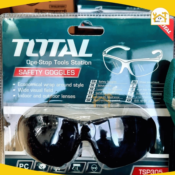 Kính bảo hộ Total TSP307 màu đen bảo vệ mắt chất liệu PC - Hàng chính hãng.