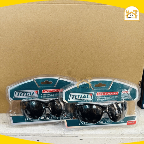 Kính bảo hộ Total TSP307 màu đen bảo vệ mắt chất liệu PC - Hàng chính hãng.