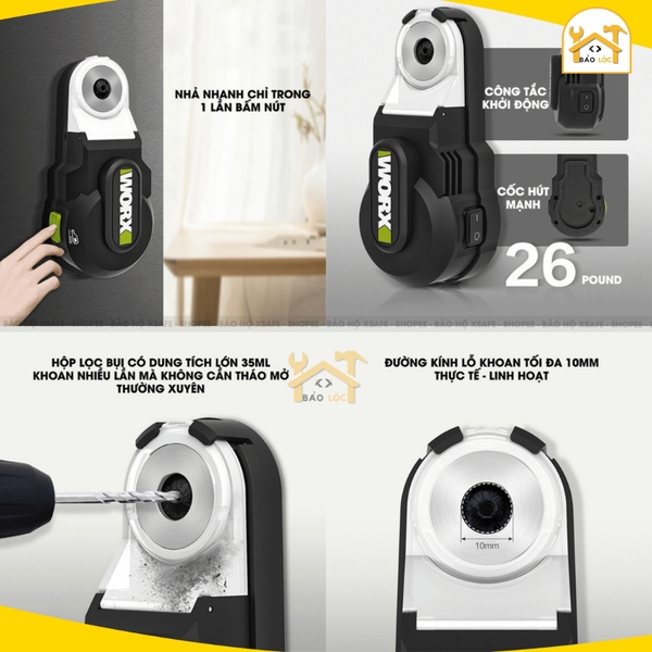 Hộp Thu Bụi Khoan Tường WORX WA1602 ( Có Hút Bụi Hepa )