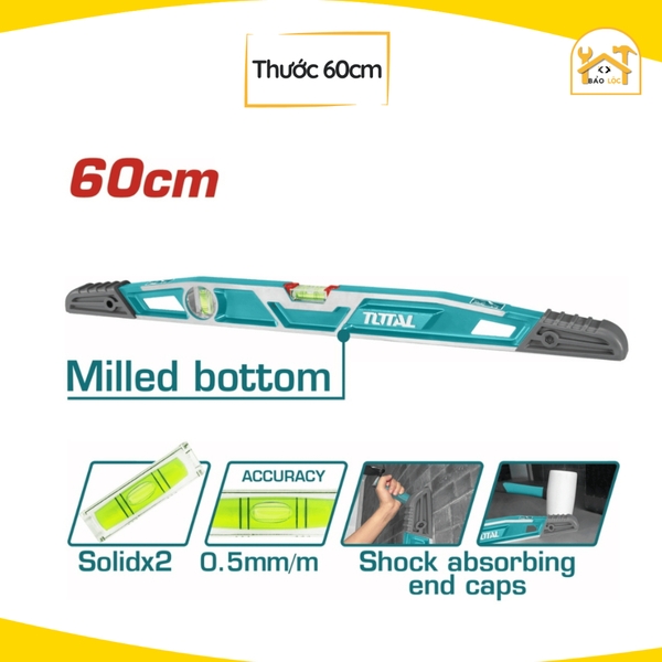 Thước thuỷ hình cung 40cm,60cm,80cm Total TMT221406/TMT221606/TMT221806 - Hàng chính hãng.