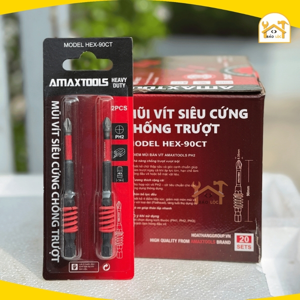 Mũi Bắt Vít Amaxtools Chống Trượt 65-70-90-150mm, Thép S2 siêu cứng - Hàng chính hãng.