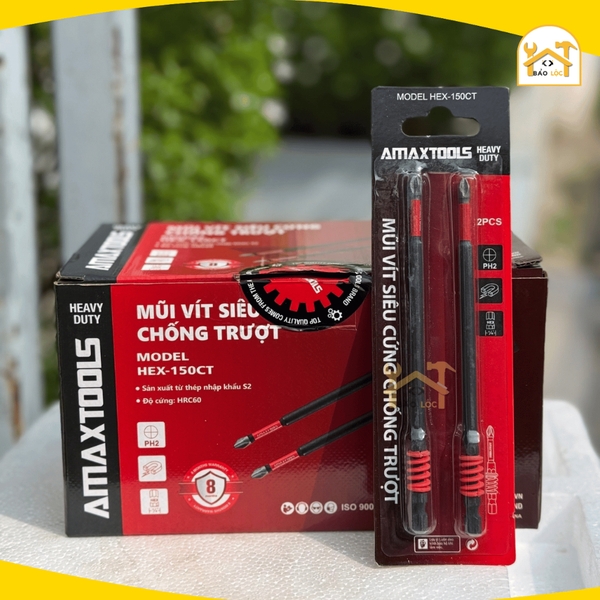 Mũi Bắt Vít Amaxtools Chống Trượt 65-70-90-150mm, Thép S2 siêu cứng - Hàng chính hãng.